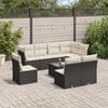 VidaXL Garden Lounge Set 9 Pcs with Cushions Black Wicker 3217766