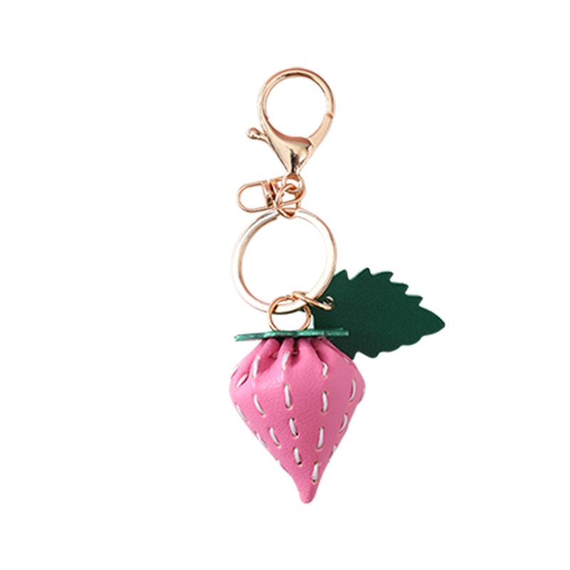 DIY Ručně vyráběná kožená jahodová klíčenka Ozdoba dárkové tašky