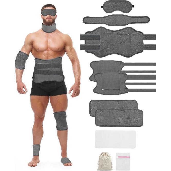 MQFORU 10 шт. Повязки с касторовым маслом для мужчин, Повязки с касторовым маслом большого размера для мужчин и женщин, Многоразовый набор повязок с касторовым маслом XL для глаз, шеи, живота, талии