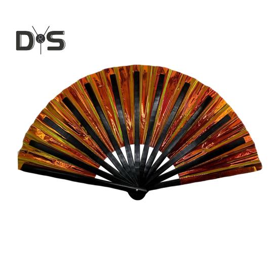 Holografischer Faltfächer, tragbar, schillernder PVC-Handfächer, Regenbogen-Sommer-Handfächer, Dekoration, Tanz-Performance-Requisiten, Party-Kostümzubehör