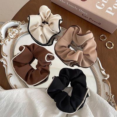 Koreanische Kontrastfarben Scrunchies Haarschmuck Einfaches elastisches Haarband Damen Mädchen Pferdeschwanzhalter Gummibänder Haargummis