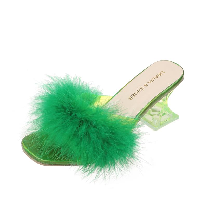 Fashion Comemore Women Slippers Summer Fashion Stiletto Sandals Open Toe High Heel 2025 Fur Heels for Woman Pink Shoes Sapatos Femininos