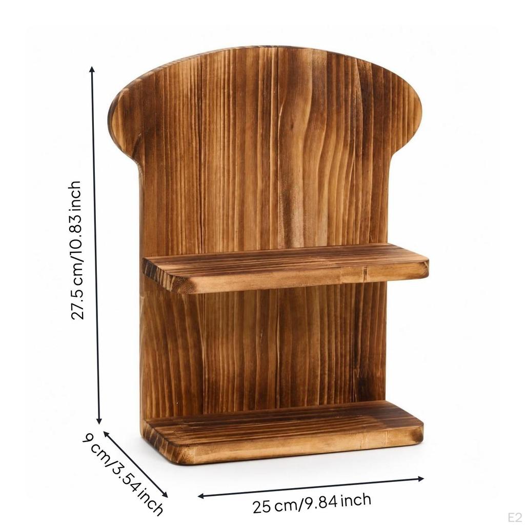 Wooden Tabletop Display Shelf Wood Grain TwoTier Stand Smoothly Finish Figurine