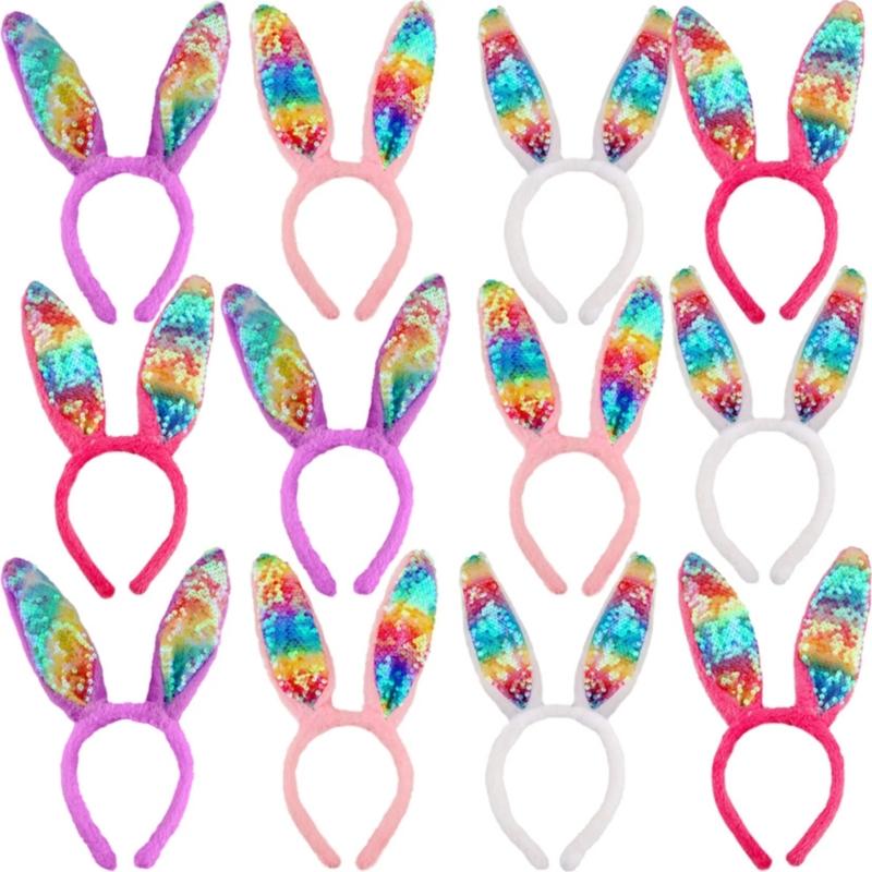 Rabbits Ear Headbands Sequins Hairband for Role Play Enthusiasts Photography
