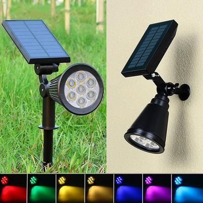 7 LED Spotlight Outdoor Solar Panel Power Adjustable Flood Lights Garden Yard Lawn Wall Lamp Waterproof 7 Colour In 1