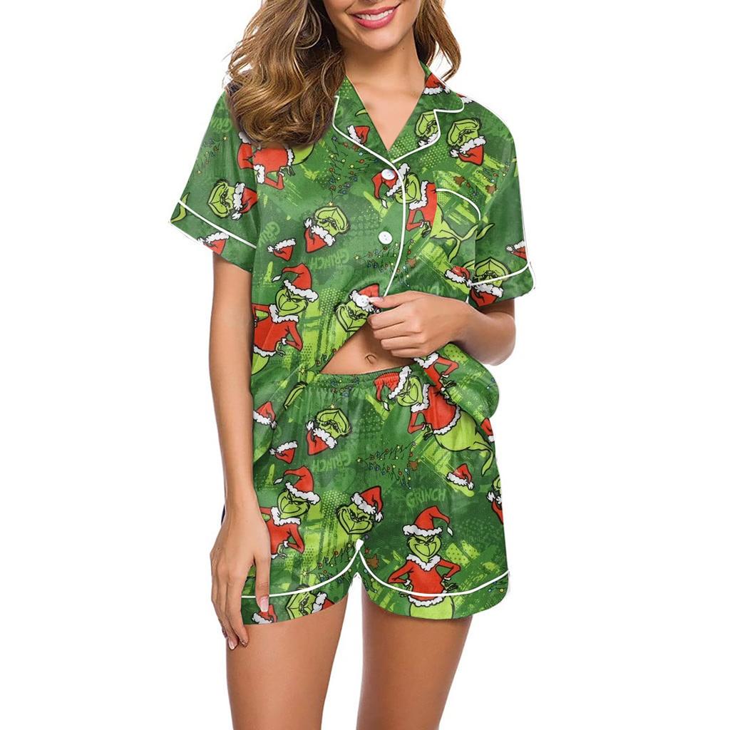 Women's Fashion Home Pajama Set Home Clothes Short Sleeve Pajamas Shorts Two-piece Set
