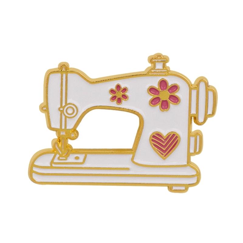 Creative Cartoon Sewing Machine Brooch Zinc Alloy Fashion Accessory Secure Pin Easy To Wear Gift for Craft Lovers