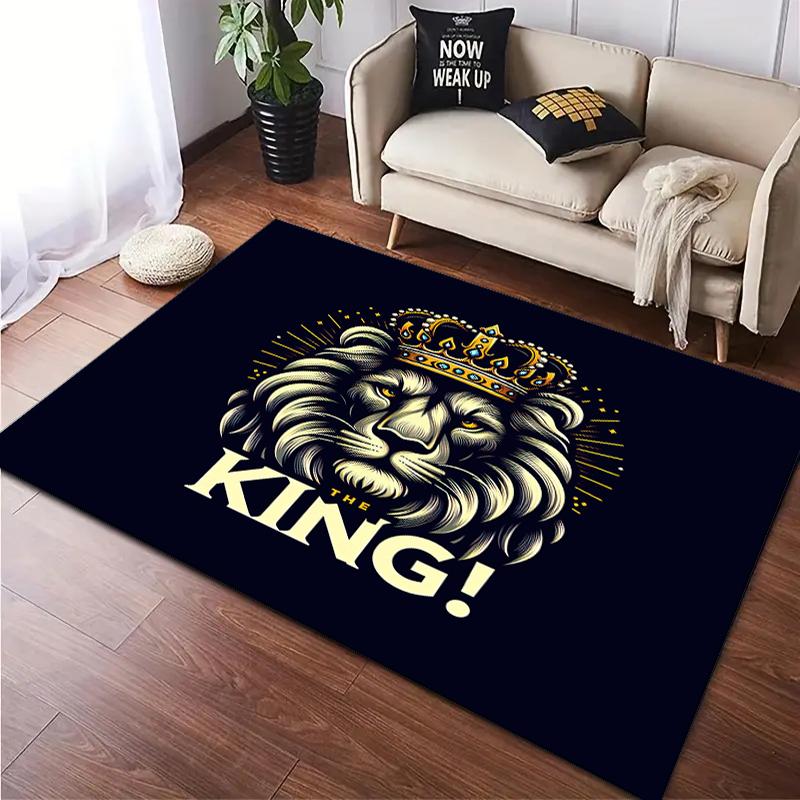 Tappeto Tappetino Stampato con Motivo Leone 1Pz per Soggiorno Camera da Letto Casa Decorazione Divano, Tappetino Antiscivolo Tappetino per Pavimento