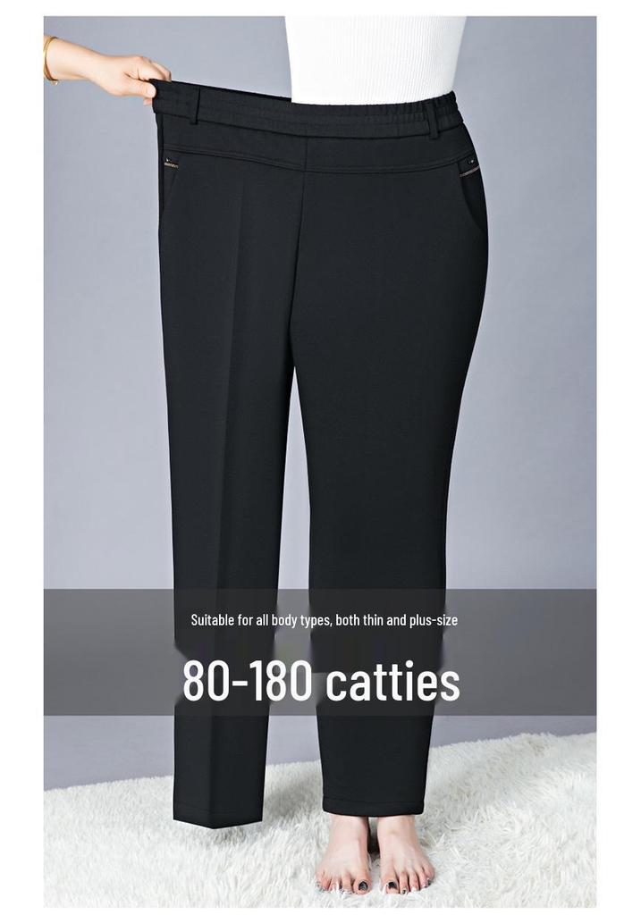 Plus-Fleece Women's Pants - Thick, Loose Straight-Leg for Petite and Middle-Aged Women, Perfect for Autumn and Winter Outdoors