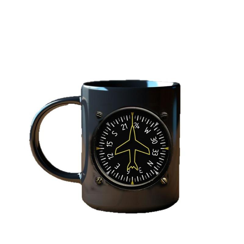 Aircraft Instrument Panel Pattern Coffee Ceramic Mug Airplane Enthusiast Birthday Gift Boys Water Cup Funny Mug