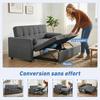 Convertible Sofa Bed, 2-Seater 3-in-1, Pull-Out Bed, 2 Cushions, 80.5 x 137.5 x 84 cm, Grey