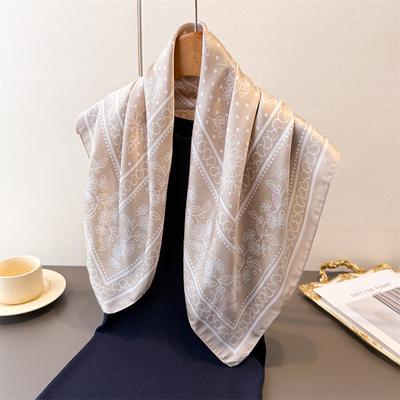 Luxury Women Silk Scarf Square Bandana Design Hairband Neckerchief Headband Satin Hijab Shawl Wrap Print Kerchief Foulard