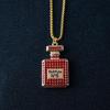 Exquisite Rhinestone-Inlaid Perfume Bottle Pendant Necklace & Car Keychain