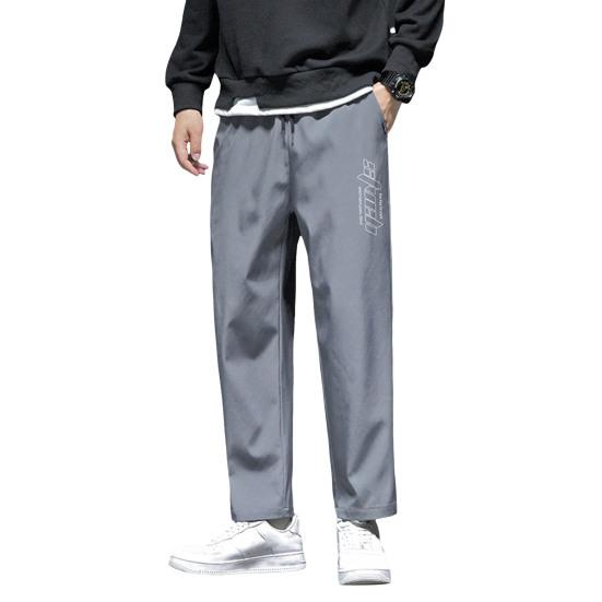 

Мужские брюки весна-осень с боковыми карманами, эластичный пояс на шнурке, широкие тонкие брюки, однотонные свободные спортивные брюки в уличном стиле для повседневной носки M темно-серого