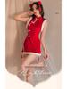 Retro Backless Cheongsam Christmas Lingerie - Cute Red Doll Dress