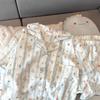 Women's Summer Cotton Pajama Set - Sweet Cardigan, Short Sleeve Top, and Shorts for Home Wear