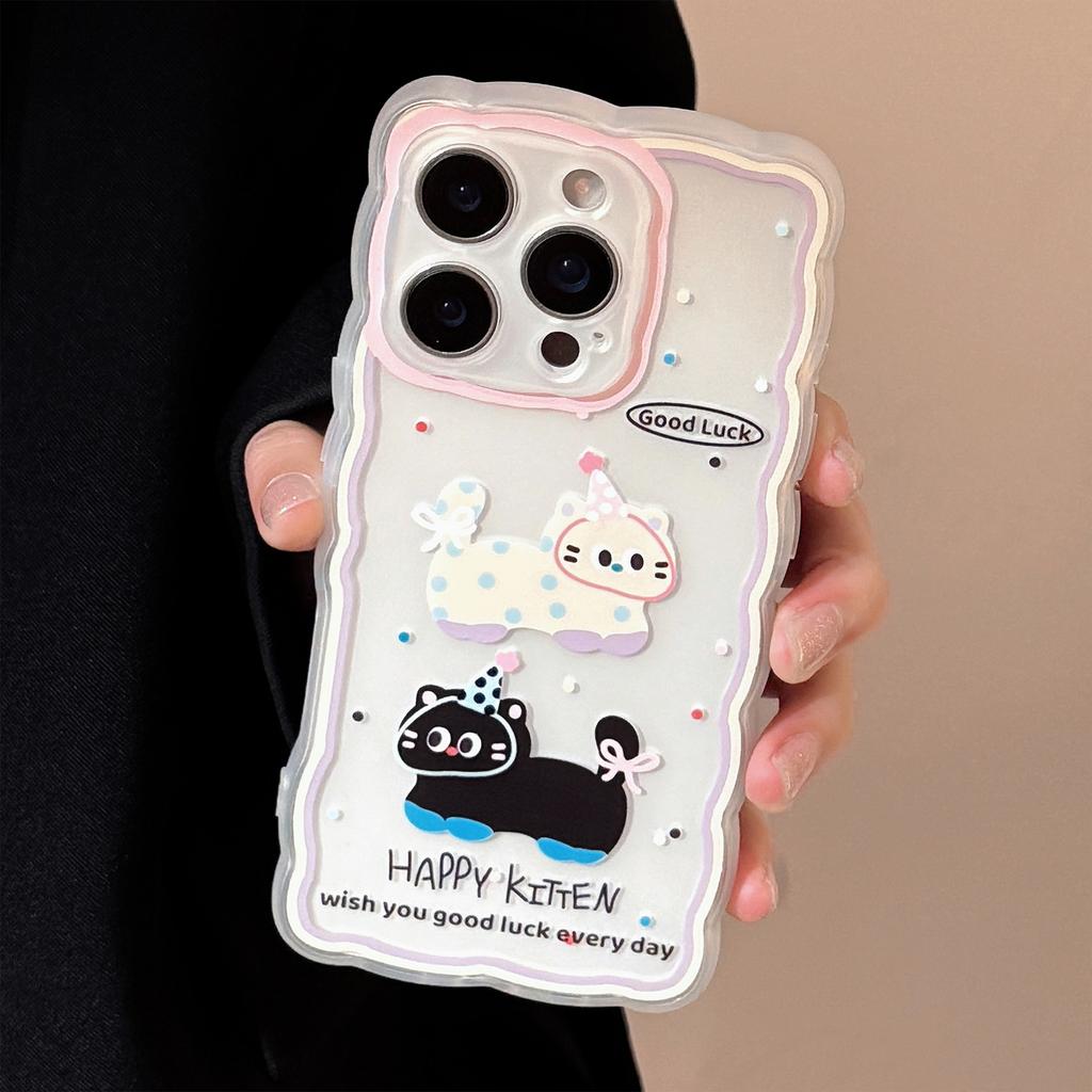 Girl Cartoon 16 Suitable for Iphone13 IPhone Case 14 Polka Dot Cat 11 Transparent 12 Soft 15promax