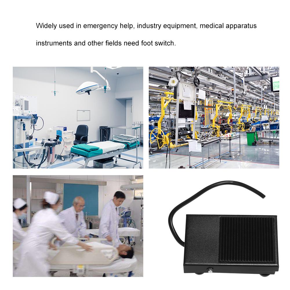 Heavy Duty Metal Skidproof Foot Pedal Switch Treadle Foot Switch Momentary Control 3 Wire NO/NC