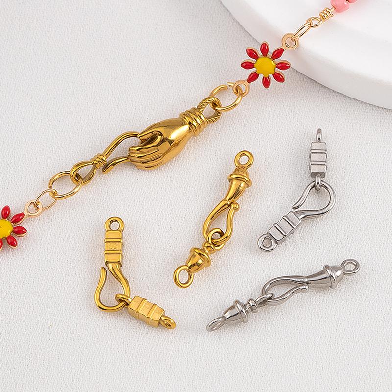 Stainless Steel Hand-Shape Toggle Connectors Diy Jewelry Making Bracelet Clasps Bulk Accessories