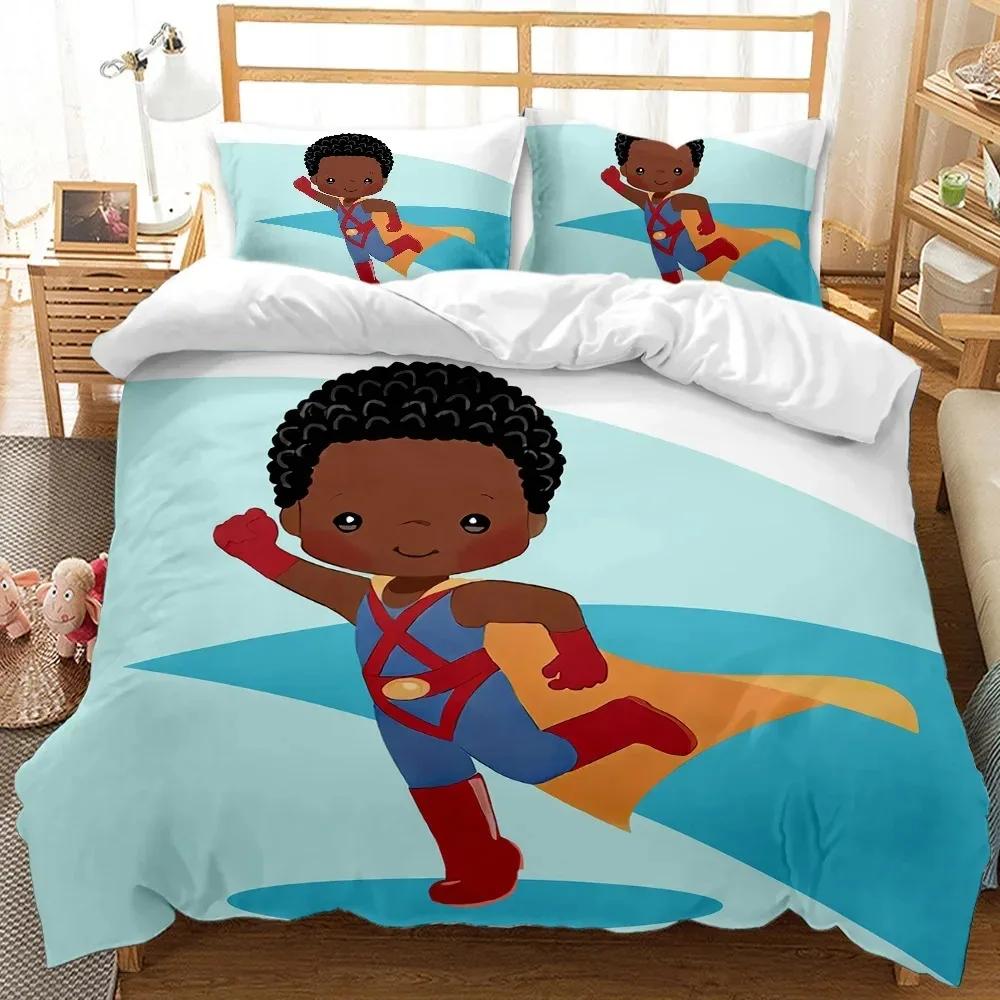 Afrikanischer Schwarzer Junge Bettwäscheset Schwarz Sport Bettwäscheset Einzelgröße Jungen Basketball Bett Deckenbezug Polyester Steppdeckenbezug