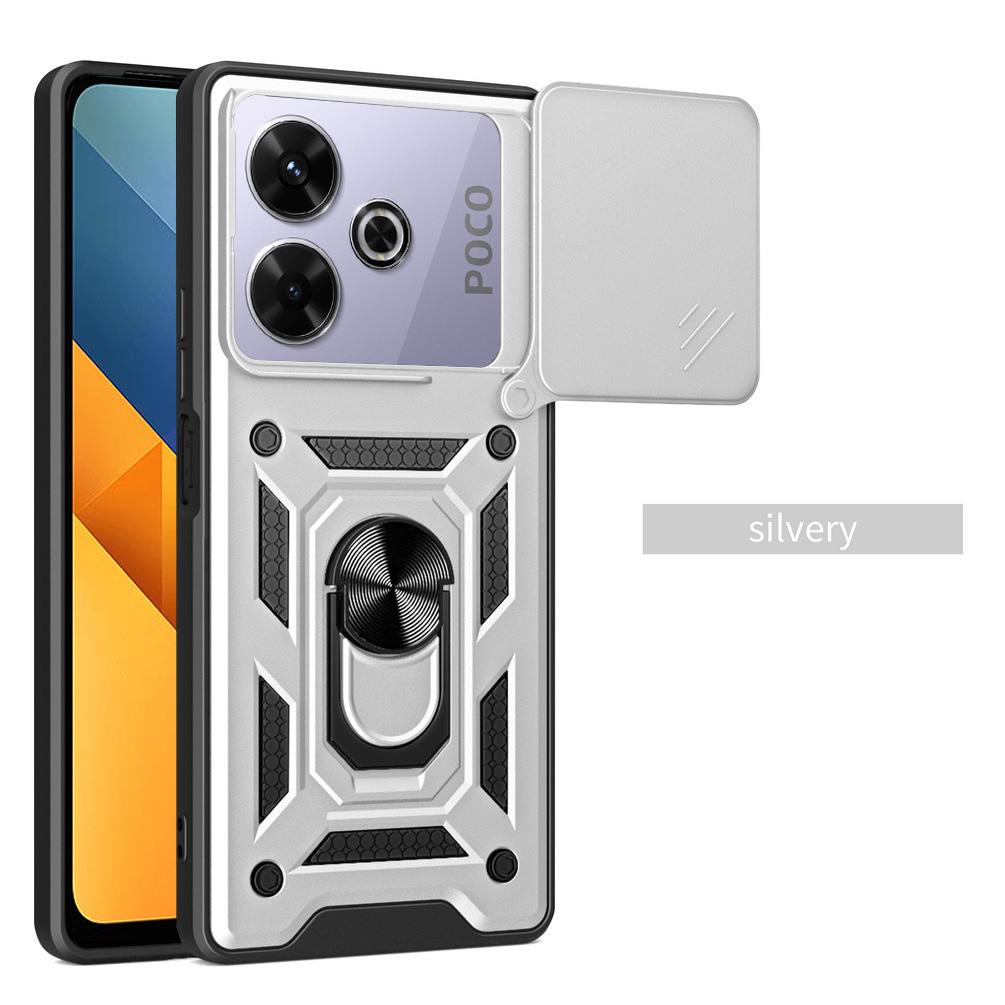 

Военный защитный чехол для камеры POCO M6 4G POCO F6 Pro POCO F6 Hybrid Ring Stand Противоударный чехол с полной защитой For POCO F6 серебряный