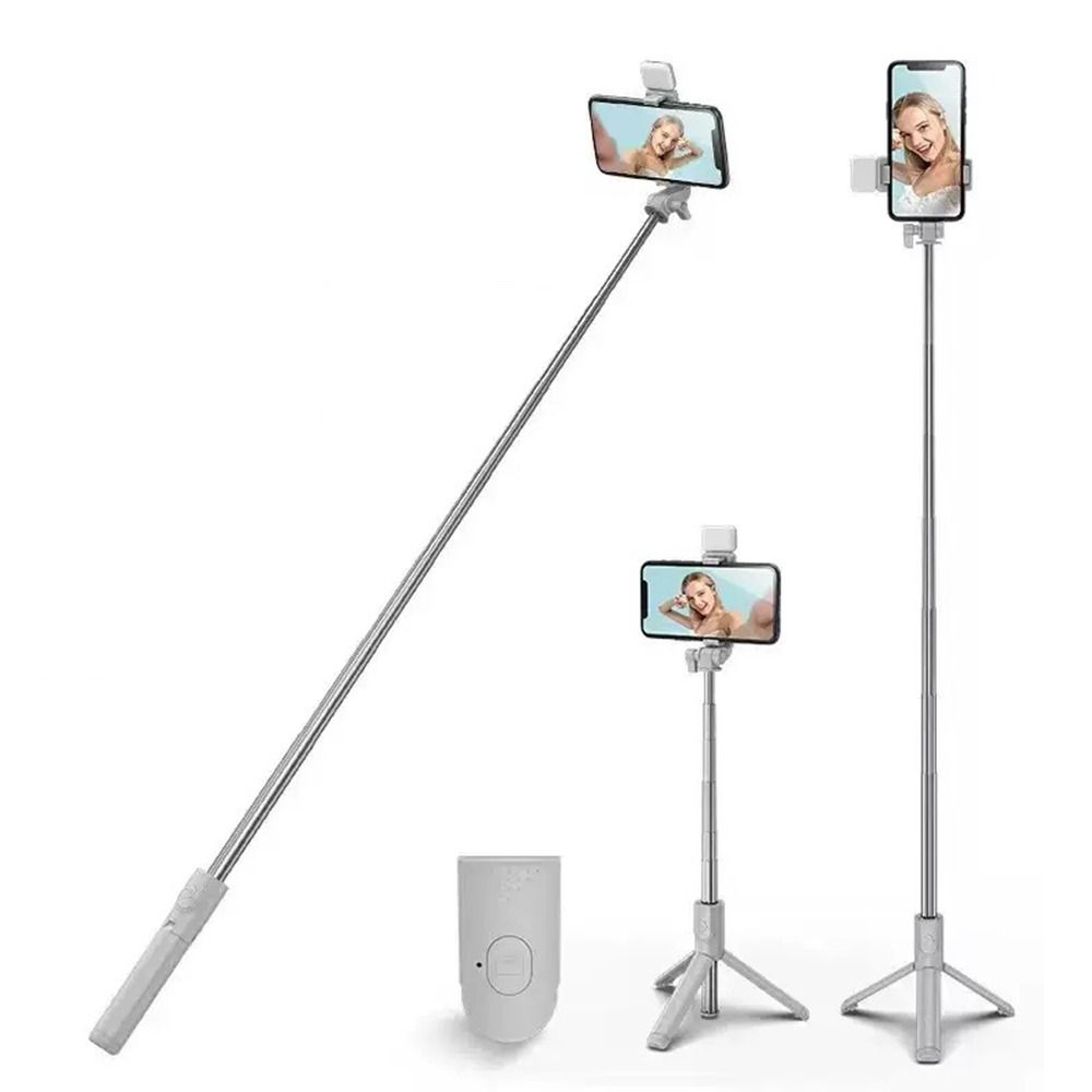 Handheld Bluetooth Cell Phone Tripod Stand with Fill Light Selfie Rod Live Streaming Bracket  Girl