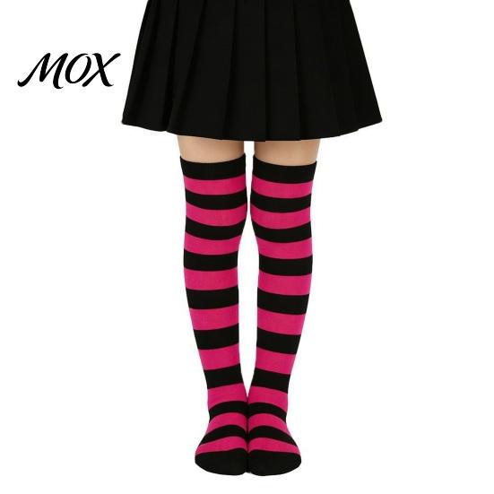 Comic-Ausstellung Outfit Accessoires Gestreifte Oberschenkelhohe Socken für Damen Mädchen, Über dem Knie Strümpfe, Mode Festlich Winter Strumpfwaren Weich Dehnbar