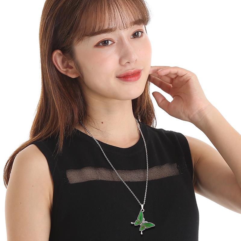 Womens Titanium Fashionable Steel Butterfly Necklace With Stunning Thermochromic Color Effect Changing