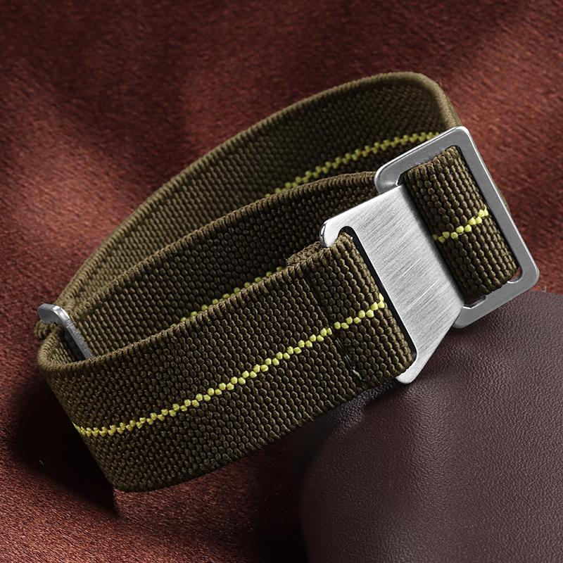 18/20/22mm Nylon Geflochtenes Uhrenarmband Elastisches Nylonarmband Französische Truppen Fallschirmtasche Universelles Handgelenkband Männer Frauen Sportarmband