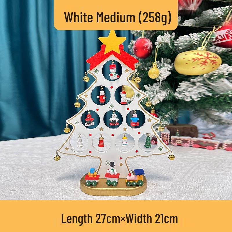 Wooden Christmas Tree Tabletop Display and Mini Figurines - Creative Gifts for Kids
