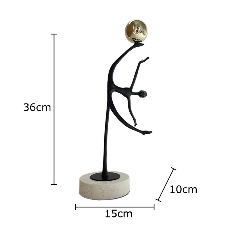 

Black Dancer Abstract Figures Sculpture Golden Ball Ornaments Desk Decoration Minimalist Character Statue Room Aesthetic Decor