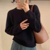 Fauler Strickpullover für Damen mit einfarbigem Design für die Herbstkälte