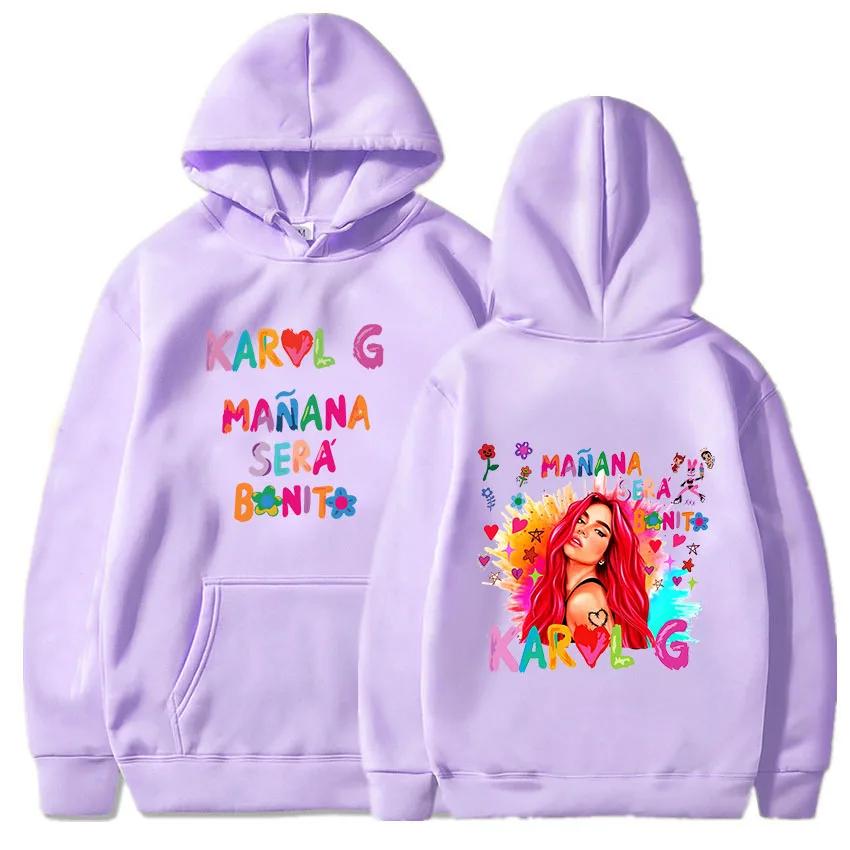 Karoll G Bichota Season Creative Letter Printing Sweatshirts for Men Ladies Photo Booth Long Sleeve Hooded Prevalent Hoodies Y2k