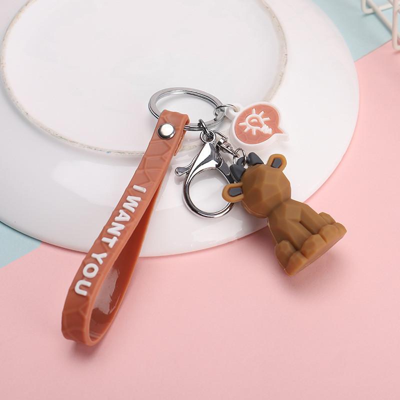 Adorable Geometric Cartoon Silicone Keychains Cute Animal Bag Accessories