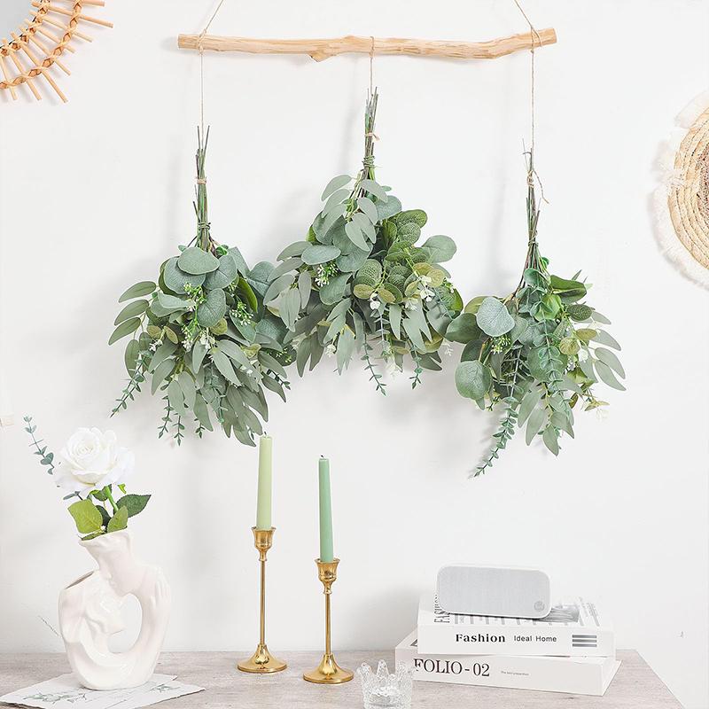 20/25Pcs Artificial Mixed Eucalyptus Leaves Stems Fake Flower for DIY Bouquets Floral Arrangement Home Wedding Party Decoration