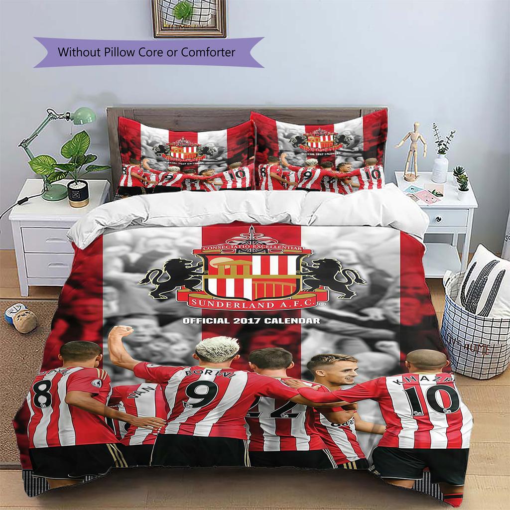 Sunderland AFC Player Pattern Bedding Home Decoration Birthday Gift ( 1 duvet cover + 2 pillowcase, without core),fan merchandise.