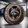 Raccoon in Tree Hole Tire Cover Durable Weather Resistant Cover for Off Road Outdoor Use