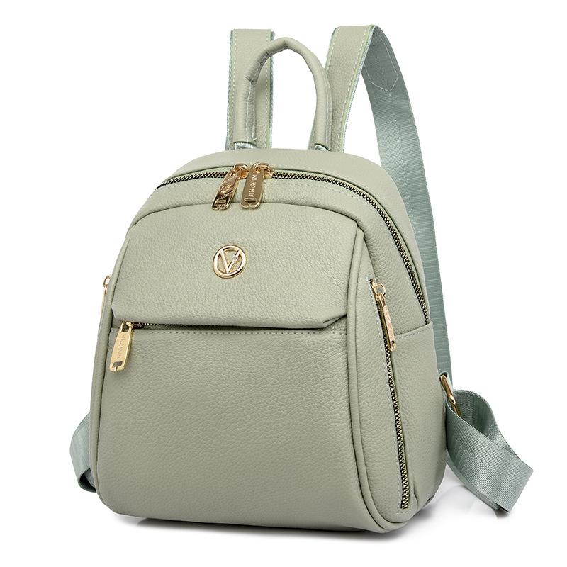 Solid-color Soft Leather Ladies' Fashionable Backpack, High-end Travel Mini Simple Trendy Ladies' Shoulder Bag