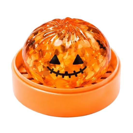 Soft Squeeze Toys Halloween Stress Relief Dumpling Toy with Steamer Glitter Ball Fidget Toy Anxiety Relieving Steamed Bun for Holiday Gift
