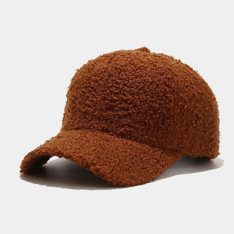 Autumn and Winter Men's and Women's Caps Thickened Warm Lamb Wool Caps Solid Color Outdoor Baseball Caps