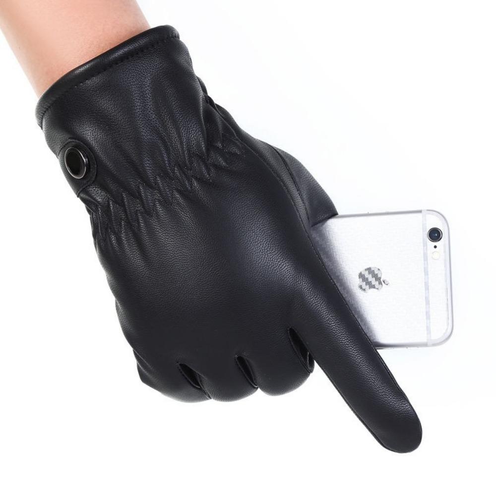 Winter cycling leather gloves warm velvet women s touch screen men s motorcycle winter gloves thickened windproof Korean vers Practical Use