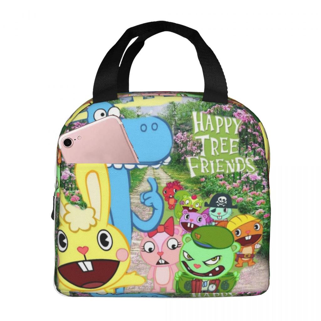 Happy Tree Friends Flippy Lumpy Cuddles Loving Family Insulated Lunch Bag for Women Portable Food Boxes Thermal Lunch Box Tote