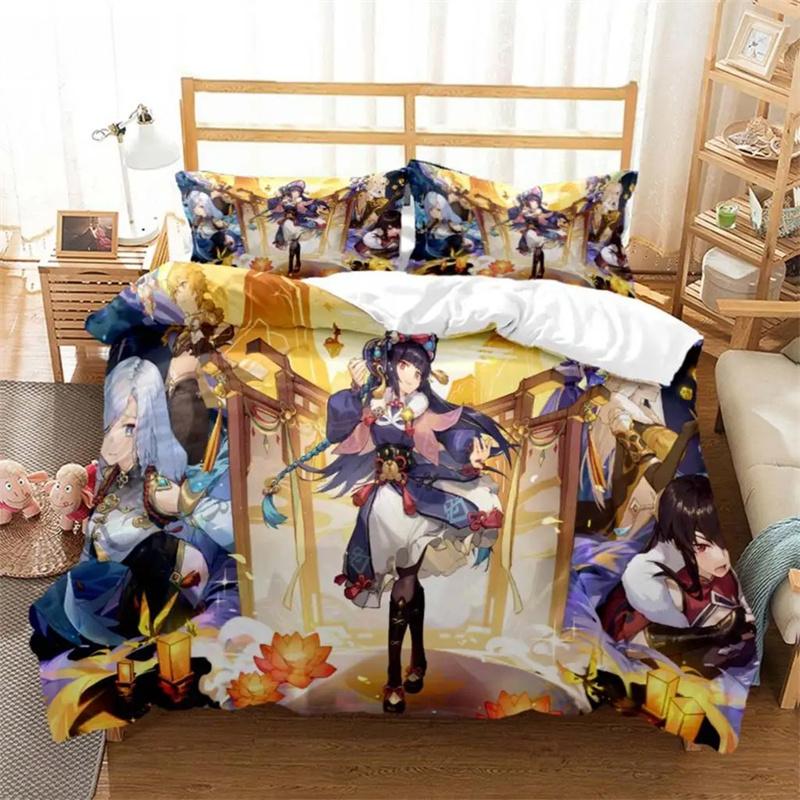 Genshin Impact Animation Cartoon Soft And Comfortable Customizable Comforter Bedding Sets Bedding Set Luxury Quilt Cover