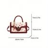 Fashionable High-End Pu Tote Bag With Versatile Square Shape And Cute Cherry Print, Perfect For Shopping, Dating Or Cross-Body For Girls