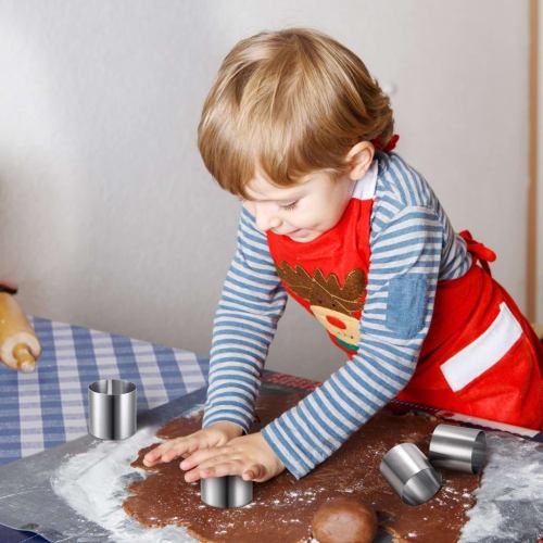 Amosfun Stainless Steel Circle Rings/Mousse Rings, 5cm Tall X 6cm Wide, Set of 4, Cookie Cutter, Cake Mold, Round, Small, Deep, Round Mold, Baking Rin