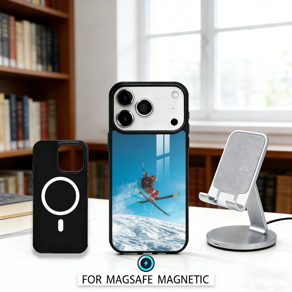 Cool S-Skiing Phone Case For iPhone 17,16,15,14,13,12,Pro,Max For Magsafe Magnetic Wireless Charging