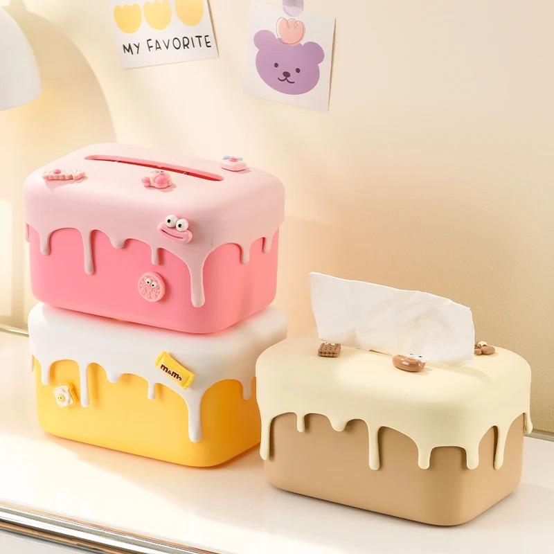 1pcs Cream Cake Tissue Box Living Room High-grade Light Luxury Art Exquisite Creative Table Storage Paper Box