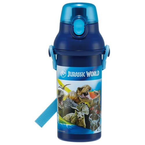 Skater Children's Water Bottle, 480ml, Direct Drinking, Plastic, One-Touch Operation, Dishwasher Safe, Made in Japan, Jurassic 24, Boys, PSB5SANAG-A