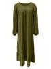 2024 Women's Long-Sleeve Vintage Ruffle Hem Dress - Spring/Autumn Fashion