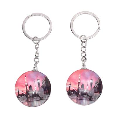 2PCS Picture Keychain Acrylic and Stainless Steel Round Shape Double Sided Photo Keychain